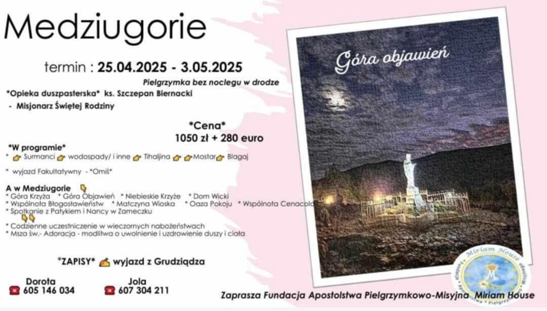 Pielgrzymka do Medziugorie grafika